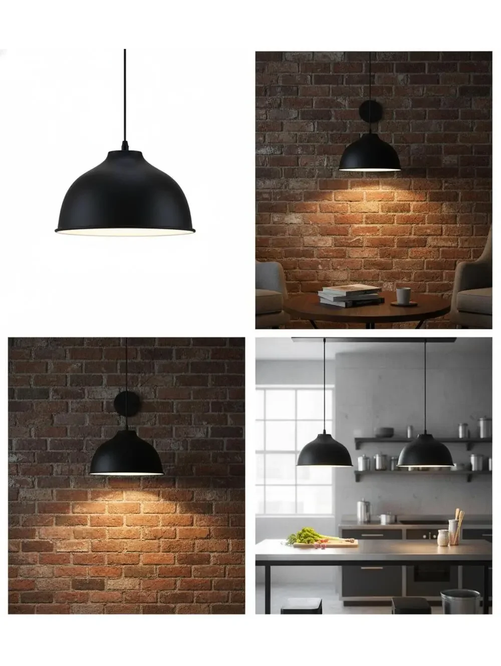 2 Pack 10 Inch Black Metal Drum Pendant Ceiling Light Shades - Wall Sconce Lamp
